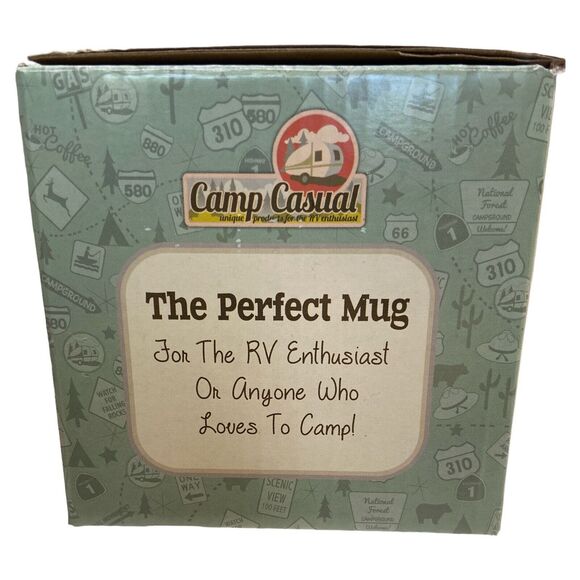 Camp Casual 2 Piece Mugs Wanderlust White Coffee Tea Camping Retro RV Gas Pump - Picture 11 of 12